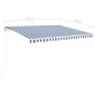 vidaXL Toldo manual retráctil con postes azul y blanco 4x3,5 m vidaXL Toldo manual retráctil con postes azul y blanco 4x3,5 m