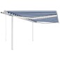 vidaXL Toldo automático LED sensor de viento azul blanco 4,5x3 m vidaXL Toldo automático LED sensor de viento azul blanco 4,5x3 m