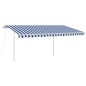 vidaXL Toldo automático LED sensor de viento azul blanco 4,5x3 m vidaXL Toldo automático LED sensor de viento azul blanco 4,5x3 m
