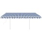 vidaXL Toldo automático LED sensor de viento azul blanco 4,5x3 m vidaXL Toldo automático LED sensor de viento azul blanco 4,5x3 m