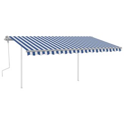 vidaXL Toldo manual retráctil con LED azul y blanco 4x3,5 m