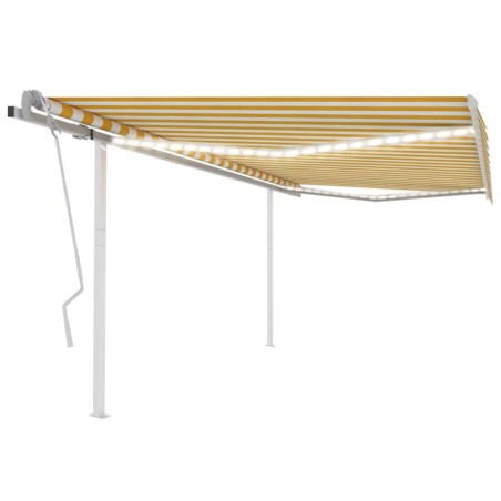 vidaXL Toldo manual retráctil con LED amarillo y blanco 4x3,5 m