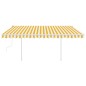 vidaXL Toldo manual retráctil con LED amarillo y blanco 4x3,5 m vidaXL Toldo manual retráctil con LED amarillo y blanco 4x3,5 m