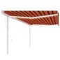 vidaXL Toldo automático LED sensor de viento naranja y marrón 5x3,5 m vidaXL Toldo automático LED sensor de viento naranja y marrón 5x3,5 m