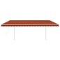 vidaXL Toldo automático LED sensor de viento naranja y marrón 5x3,5 m vidaXL Toldo automático LED sensor de viento naranja y marrón 5x3,5 m