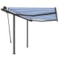 vidaXL Toldo retráctil automático con postes azul y blanco 3,5x2,5 m vidaXL Toldo retráctil automático con postes azul y blanco 3,5x2,5 m