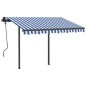 vidaXL Toldo retráctil automático con postes azul y blanco 3,5x2,5 m vidaXL Toldo retráctil automático con postes azul y blanco 3,5x2,5 m