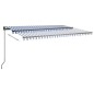 vidaXL Toldo retráctil automático con postes azul y blanco 3,5x2,5 m vidaXL Toldo retráctil automático con postes azul y blanco 3,5x2,5 m