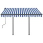 vidaXL Toldo retráctil automático con postes azul y blanco 3,5x2,5 m vidaXL Toldo retráctil automático con postes azul y blanco 3,5x2,5 m