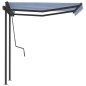 vidaXL Toldo retráctil automático con postes azul y blanco 3,5x2,5 m vidaXL Toldo retráctil automático con postes azul y blanco 3,5x2,5 m