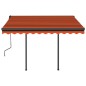 vidaXL Toldo retráctil automático con postes naranja y marrón 3,5x2,5m vidaXL Toldo retráctil automático con postes naranja y marrón 3,5x2,5m
