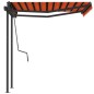 vidaXL Toldo retráctil automático con postes naranja y marrón 3,5x2,5m vidaXL Toldo retráctil automático con postes naranja y marrón 3,5x2,5m