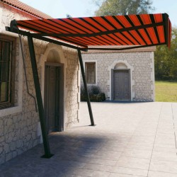 vidaXL Toldo automático retráctil con postes naranja y marrón 4,5x3 m