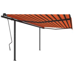 vidaXL Toldo automático retráctil con postes naranja y marrón 4,5x3 m
