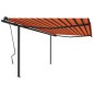 vidaXL Toldo automático retráctil con postes naranja y marrón 4,5x3 m vidaXL Toldo automático retráctil con postes naranja y marrón 4,5x3 m