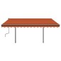 vidaXL Toldo automático retráctil con postes naranja y marrón 4,5x3 m vidaXL Toldo automático retráctil con postes naranja y marrón 4,5x3 m