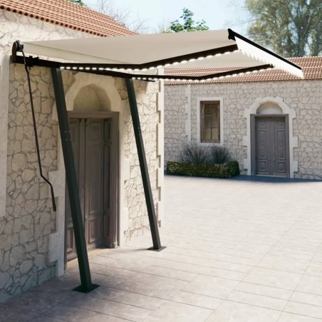 vidaXL Toldo automático con LED sensor de viento color crema 3,5x2,5 m