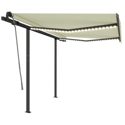 vidaXL Toldo automático con LED sensor de viento color crema 3,5x2,5 m