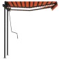 vidaXL Toldo manual retráctil con LED naranja y marrón 3x2,5 m vidaXL Toldo manual retráctil con LED naranja y marrón 3x2,5 m