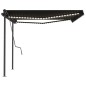 vidaXL Toldo retráctil manual con LED gris antracita 4,5x3 m