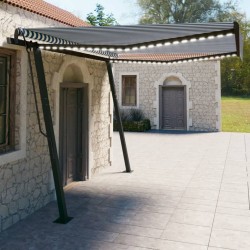 vidaXL Toldo automático LED sensor de viento azul y blanco 4x3 m