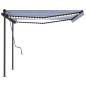 vidaXL Toldo automático LED sensor de viento azul y blanco 4x3 m vidaXL Toldo automático LED sensor de viento azul y blanco 4x3 m