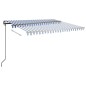 vidaXL Toldo automático retráctil con postes azul y blanco 4,5x3 m vidaXL Toldo automático retráctil con postes azul y blanco 4,5x3 m