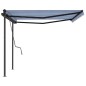 vidaXL Toldo automático retráctil con postes azul y blanco 4,5x3 m vidaXL Toldo automático retráctil con postes azul y blanco 4,5x3 m
