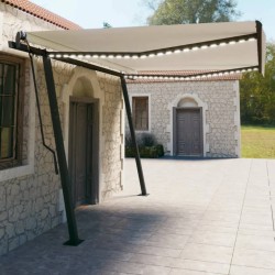 vidaXL Toldo automático con LED y sensor de viento color crema 4,5x3 m