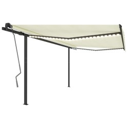 vidaXL Toldo automático con LED y sensor de viento color crema 4,5x3 m
