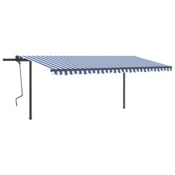 vidaXL Toldo automático con LED sensor de viento azul y blanco 5x3 m