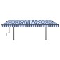vidaXL Toldo automático con LED sensor de viento azul y blanco 5x3 m vidaXL Toldo automático con LED sensor de viento azul y blanco 5x3 m