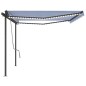 vidaXL Toldo automático con LED sensor de viento azul y blanco 5x3 m vidaXL Toldo automático con LED sensor de viento azul y blanco 5x3 m