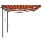 vidaXL Toldo automático LED sensor de viento naranja y marrón 6x3 m vidaXL Toldo automático LED sensor de viento naranja y marrón 6x3 m