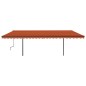 vidaXL Toldo automático LED sensor de viento naranja y marrón 6x3 m vidaXL Toldo automático LED sensor de viento naranja y marrón 6x3 m