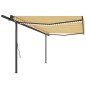 vidaXL Toldo automático LED sensor de viento amarillo y blanco 5x3 m vidaXL Toldo automático LED sensor de viento amarillo y blanco 5x3 m
