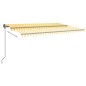 vidaXL Toldo automático LED sensor de viento amarillo y blanco 5x3 m vidaXL Toldo automático LED sensor de viento amarillo y blanco 5x3 m