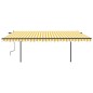 vidaXL Toldo automático LED sensor de viento amarillo y blanco 5x3 m vidaXL Toldo automático LED sensor de viento amarillo y blanco 5x3 m