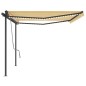 vidaXL Toldo automático LED sensor de viento amarillo y blanco 5x3 m vidaXL Toldo automático LED sensor de viento amarillo y blanco 5x3 m