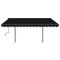 vidaXL Toldo retráctil automático con postes gris antracita 4x3,5 m vidaXL Toldo retráctil automático con postes gris antracita 4x3,5 m