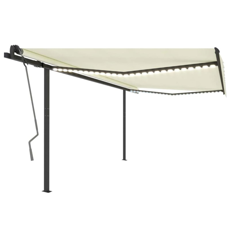 vidaXL Toldo manual retráctil con LED crema 4x3,5 m vidaXL Toldo manual retráctil con LED crema 4x3,5 m