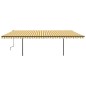 vidaXL Toldo retráctil automático con postes amarillo y blanco 6x3,5 m vidaXL Toldo retráctil automático con postes amarillo y blanco 6x3,5 m