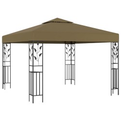 vidaXL Carpa cenador de jardín con tira de luz LED 3x3m taupé 180 g/m²