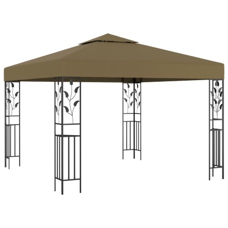 vidaXL Carpa cenador de jardín con tira de luz LED 3x3m taupé 180 g/m²