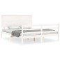 vidaXL Estructura de cama matrimonio con cabecero madera maciza blanco vidaXL Estructura de cama matrimonio con cabecero madera maciza blanco