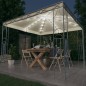 vidaXL Cenador con tira de luces LED 300x300 cm crema vidaXL Cenador con tira de luces LED 300x300 cm crema