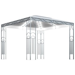 vidaXL Cenador con tira de luces LED 300x300 cm crema