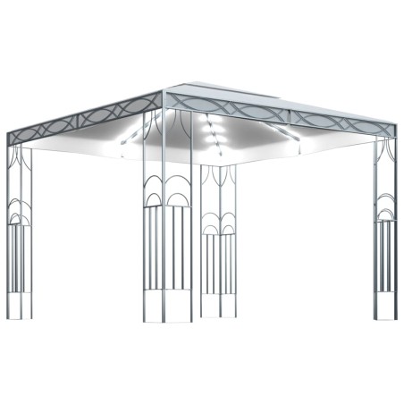 vidaXL Cenador con tira de luces LED 300x300 cm crema