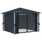 vidaXL Cenador cortina y tira de lz LED aluminio antracita 300x300 cm vidaXL Cenador cortina y tira de lz LED aluminio antracita 300x300 cm