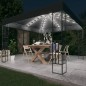 vidaXL Cenador con tira de luces LED 3x3 m tela gris antracita